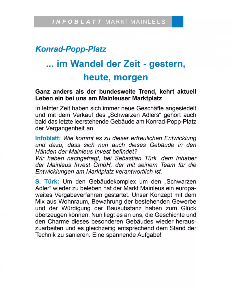 Konrad-Popp-Platz - Auszug aus dem Infoblatt Mainleus 1