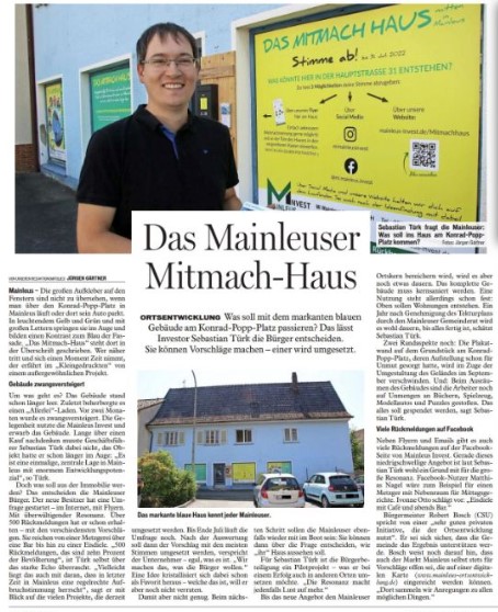 Zeitungsbericht über unser Mitmachhaus in der Rundschau vom 28.06.22 von Jürgen Gärtner